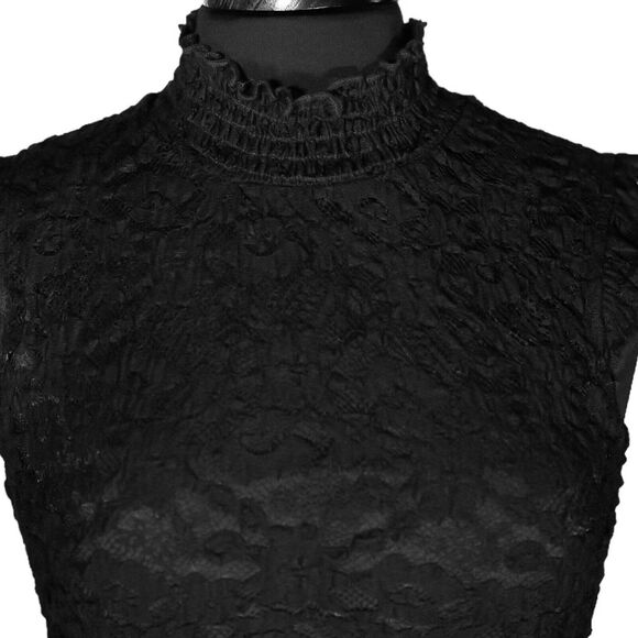 Creative Design Works Women's Blouse Black Floral Lace Stretch Sleeveless Top S - Picture 4 of 9